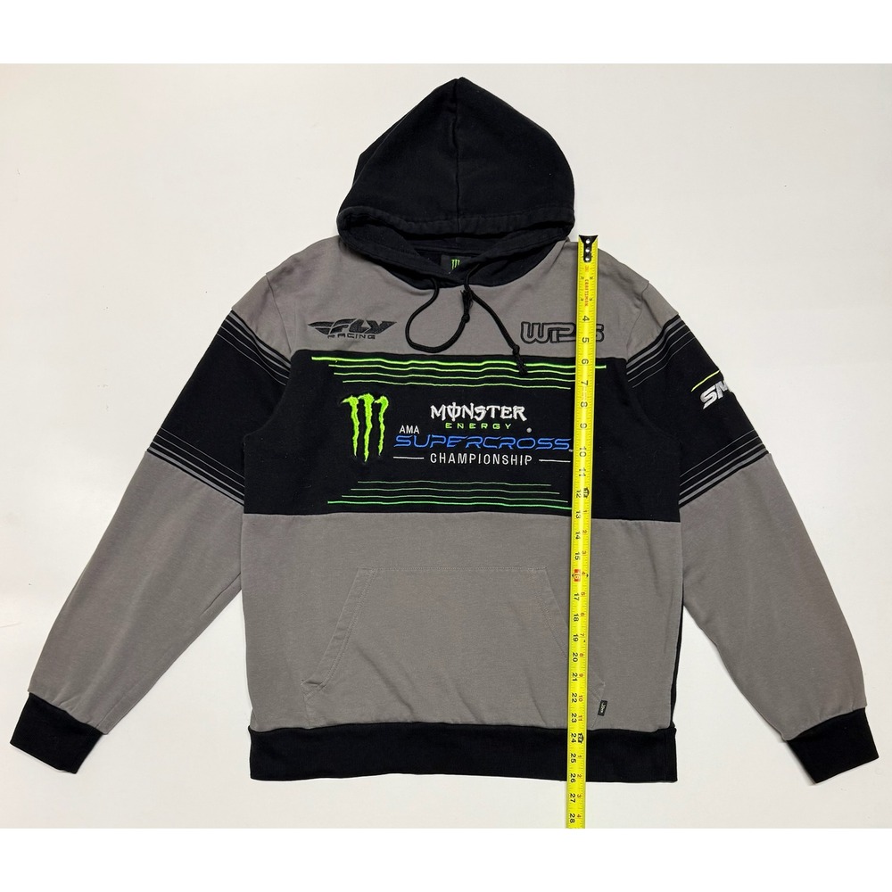 Monster Energy‎ AMA Supercross Fly Racing Hoodie Mens Large Grey Black Motocross
